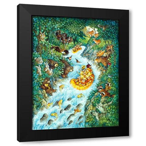 Wild Whitewater Black Modern Wood Framed Art Print with Double Matting by Bell, Bill