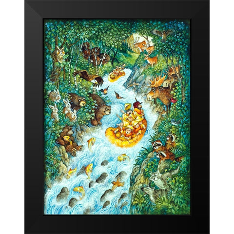 Wild Whitewater Black Modern Wood Framed Art Print by Bell, Bill