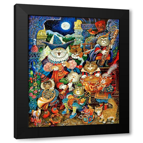 Moon Light Serenade Black Modern Wood Framed Art Print by Bell, Bill