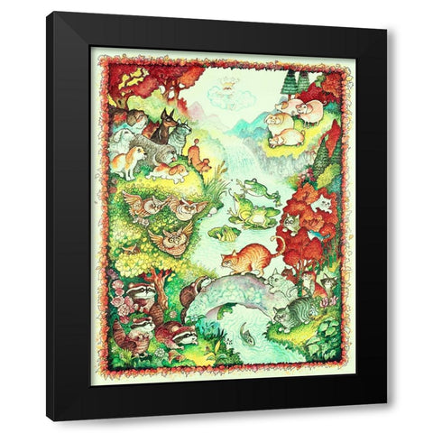Raccoons and Rats Black Modern Wood Framed Art Print by Bell, Bill
