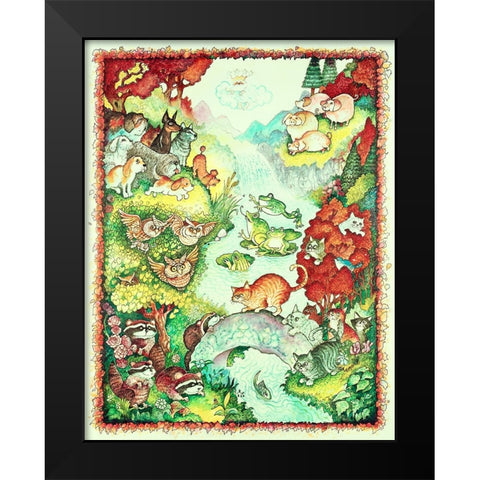 Raccoons and Rats Black Modern Wood Framed Art Print by Bell, Bill