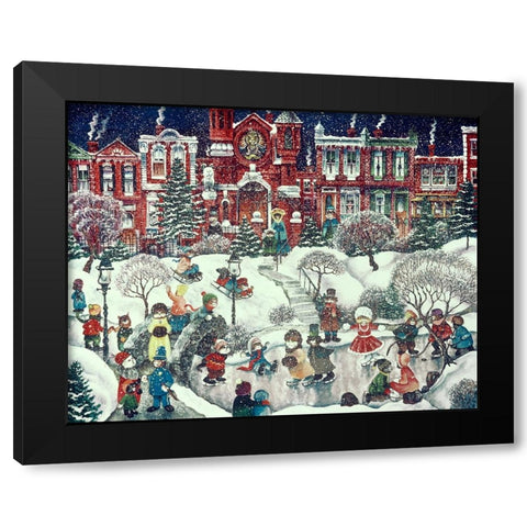 Snow Cats Black Modern Wood Framed Art Print with Double Matting by Bell, Bill