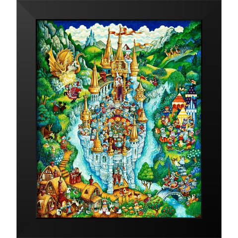 Cats Of Camelot Black Modern Wood Framed Art Print by Bell, Bill