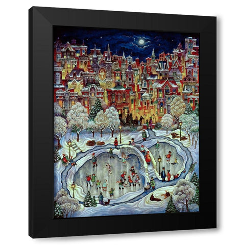 Night Snow Black Modern Wood Framed Art Print with Double Matting by Bell, Bill