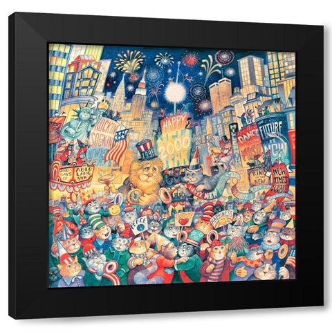 NY Eve 2000 Horiz Black Modern Wood Framed Art Print with Double Matting by Bell, Bill