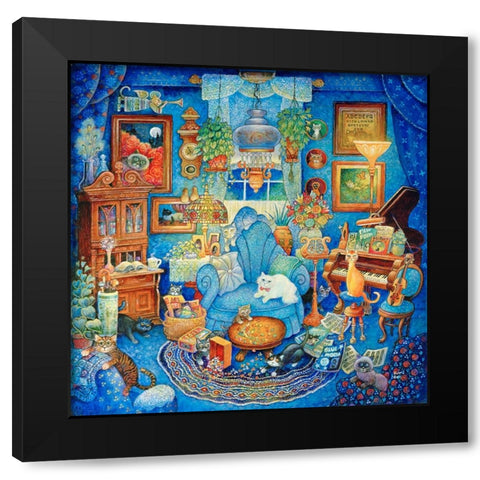 Blue Room 3 Black Modern Wood Framed Art Print with Double Matting by Bell, Bill