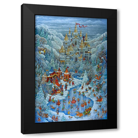 Camelot Castle Black Modern Wood Framed Art Print by Bell, Bill