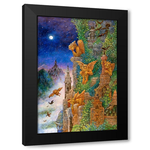 Gargoyles Black Modern Wood Framed Art Print by Bell, Bill