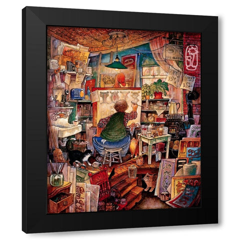 Sign Man Black Modern Wood Framed Art Print with Double Matting by Bell, Bill