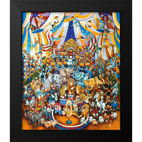 Circus  Black Modern Wood Framed Art Print by Bell, Bill