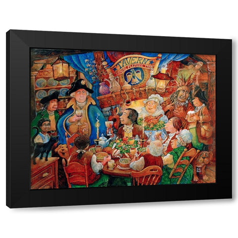 Flemmings Tavern Black Modern Wood Framed Art Print with Double Matting by Bell, Bill