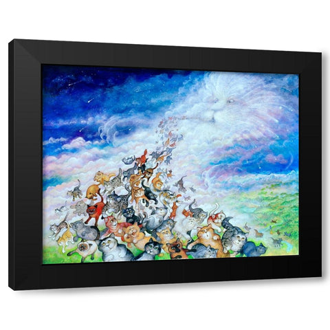 God Created Cats Black Modern Wood Framed Art Print by Bell, Bill