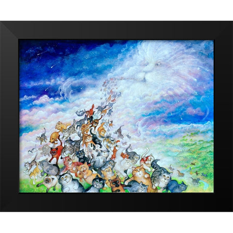 God Created Cats Black Modern Wood Framed Art Print by Bell, Bill