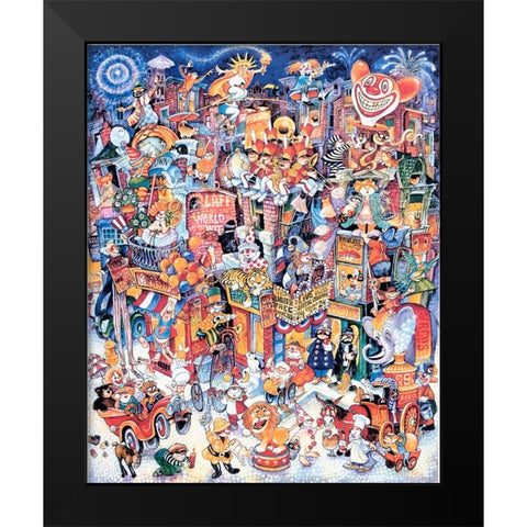 Clown Town Black Modern Wood Framed Art Print by Bell, Bill