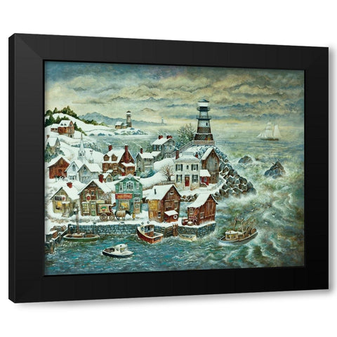 Northern Lights Black Modern Wood Framed Art Print by Bell, Bill