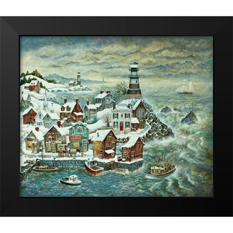 Northern Lights Black Modern Wood Framed Art Print by Bell, Bill