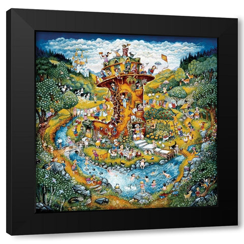 Shoe Lady Black Modern Wood Framed Art Print by Bell, Bill