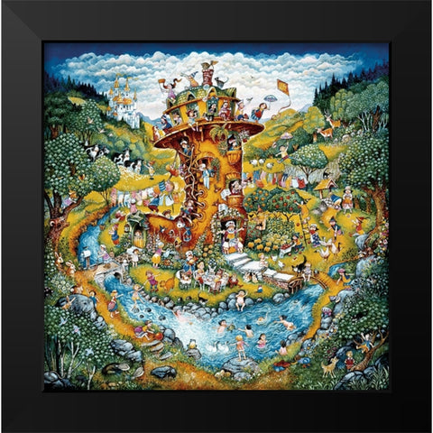 Shoe Lady Black Modern Wood Framed Art Print by Bell, Bill