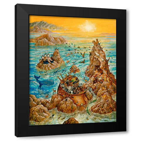 Noahs Sun Day Black Modern Wood Framed Art Print by Bell, Bill