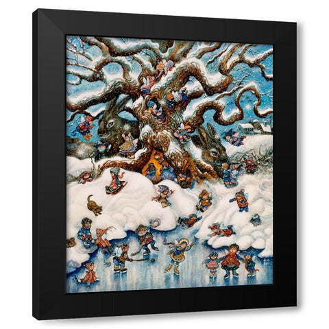 The Snow Fairies Black Modern Wood Framed Art Print with Double Matting by Bell, Bill