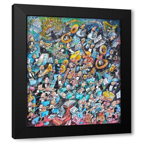 Mad, Mad Music Black Modern Wood Framed Art Print with Double Matting by Bell, Bill