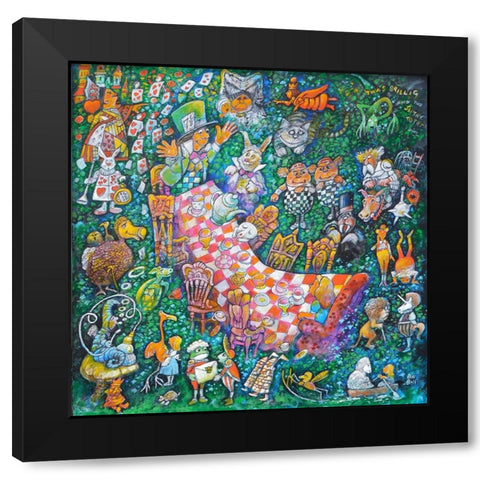 The Tea Party Black Modern Wood Framed Art Print by Bell, Bill