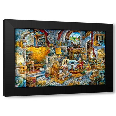 Mona 2 Spaghetti Black Modern Wood Framed Art Print with Double Matting by Bell, Bill
