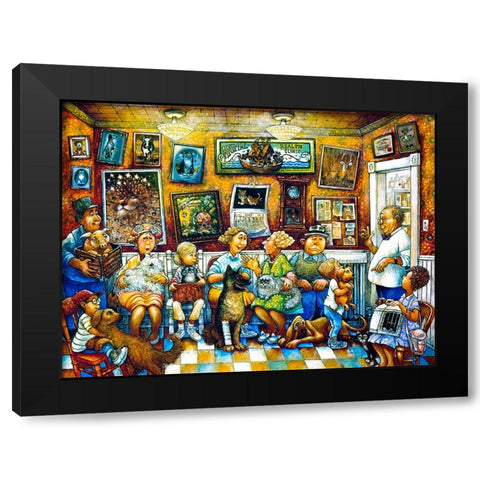 Visit To The Vet Black Modern Wood Framed Art Print by Bell, Bill