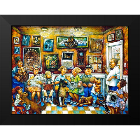 Visit To The Vet Black Modern Wood Framed Art Print by Bell, Bill