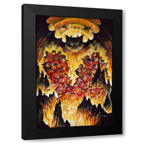 Devil Cats Black Modern Wood Framed Art Print with Double Matting by Bell, Bill
