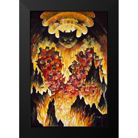 Devil Cats Black Modern Wood Framed Art Print by Bell, Bill