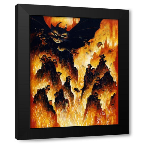 Hell Cats Black Modern Wood Framed Art Print with Double Matting by Bell, Bill