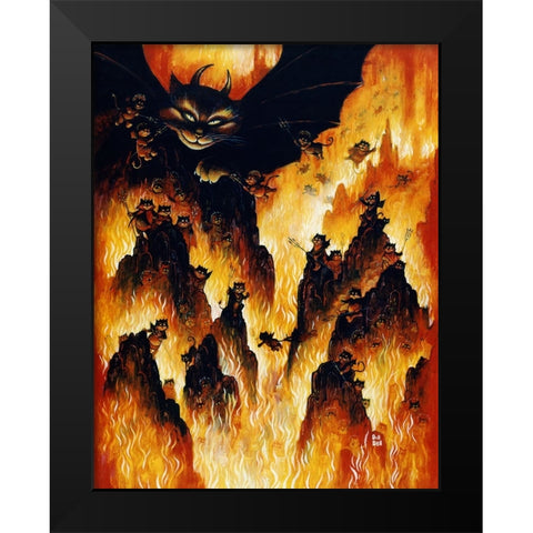 Hell Cats Black Modern Wood Framed Art Print by Bell, Bill