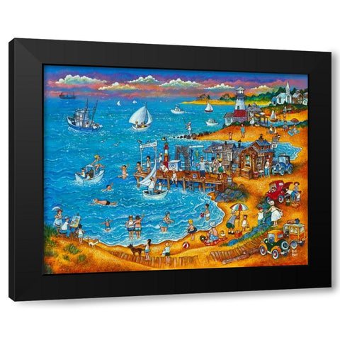 Fishing Pier  Black Modern Wood Framed Art Print by Bell, Bill