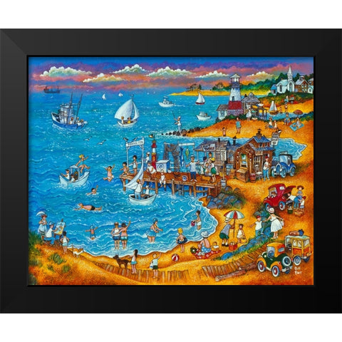 Fishing Pier  Black Modern Wood Framed Art Print by Bell, Bill