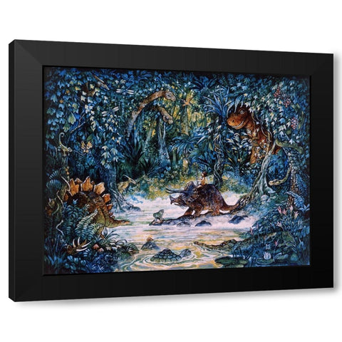 Dinosaur Hunter Black Modern Wood Framed Art Print by Bell, Bill