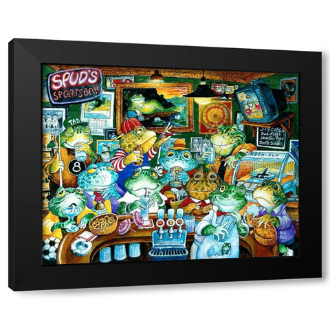 Spuds Sportsbar Black Modern Wood Framed Art Print by Bell, Bill