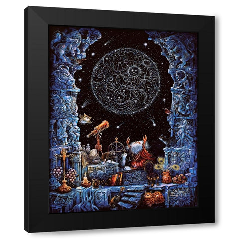 Astrologer Black Modern Wood Framed Art Print by Bell, Bill