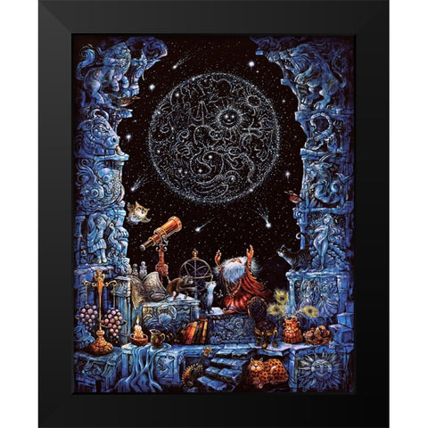 Astrologer Black Modern Wood Framed Art Print by Bell, Bill