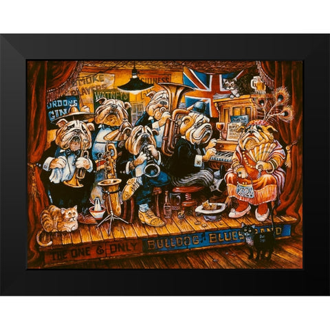 Bull Dog Blues Band Black Modern Wood Framed Art Print by Bell, Bill