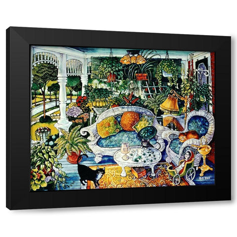 White Wicker Summer Black Modern Wood Framed Art Print with Double Matting by Bell, Bill
