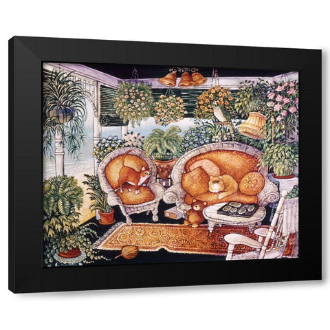 Wicker Porch Black Modern Wood Framed Art Print by Bell, Bill