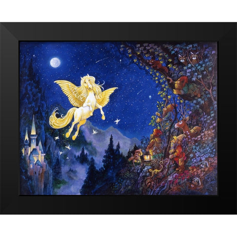 Flight Of Pegasus Black Modern Wood Framed Art Print by Bell, Bill