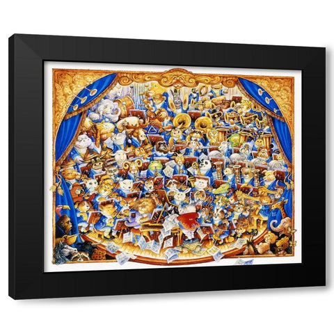 Animal Orchestra Black Modern Wood Framed Art Print with Double Matting by Bell, Bill