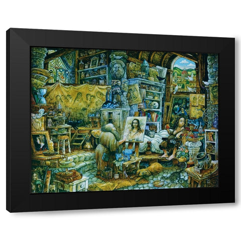 Mona 1 Apple Black Modern Wood Framed Art Print by Bell, Bill