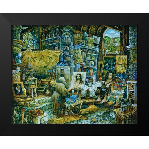 Mona 1 Apple Black Modern Wood Framed Art Print by Bell, Bill