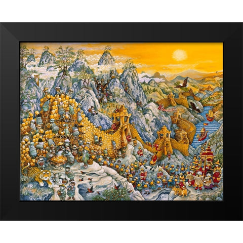 China Wall Black Modern Wood Framed Art Print by Bell, Bill