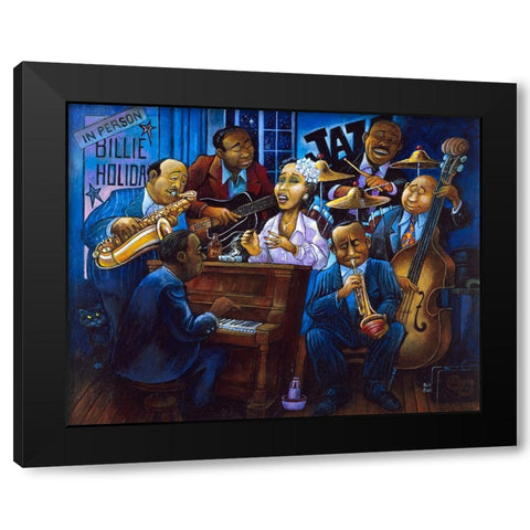When Billie Sang The Blues Black Modern Wood Framed Art Print by Bell, Bill