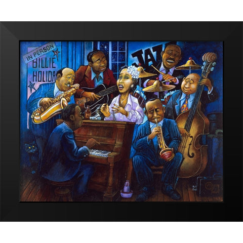 When Billie Sang The Blues Black Modern Wood Framed Art Print by Bell, Bill