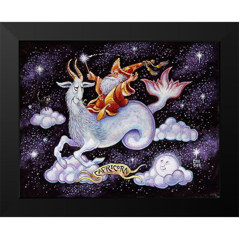 Capricorn Black Modern Wood Framed Art Print by Bell, Bill